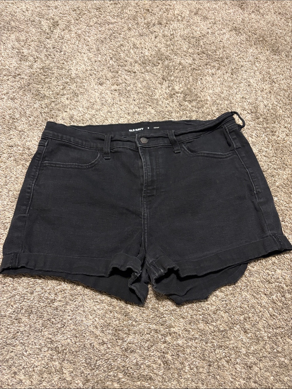 Old Navy Women’s Black Mid Rise 3” Denim Shorts‎ Size 8